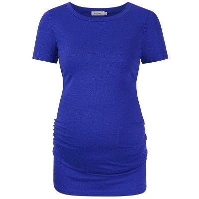 Clearlove Maternity Tunic Tops Maternity Shirt Side Button and Ruched Maternity Tunic Tops Maternity Short Sleeve T-Shirts