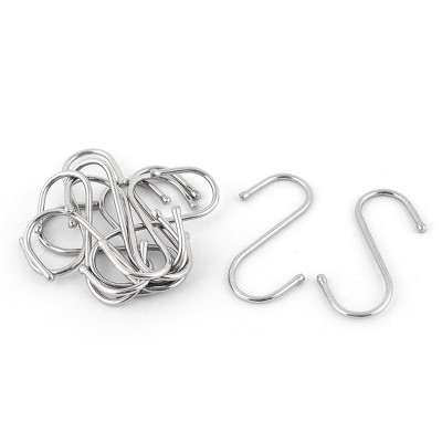 Unique Bargains Home Metal S Shaped Clothes Shower Holder Hooks and Hangers Silver Tone 12 Pcs