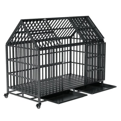 Resenkos 54" Heavy Duty Crate, Rooftop Access, Pet Home, Sturdy Dog Kennel, Black