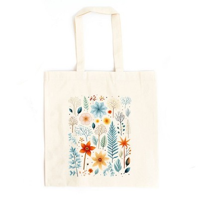 City Creek Prints Winter Floral Canvas Tote Bag - 15x16 - Natural