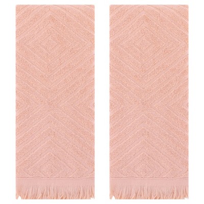 REGALWOVEN Bathroom Cotton Soft and Absorbent Geometric Decorative Hand Towel 13" x 29" 2 Pcs