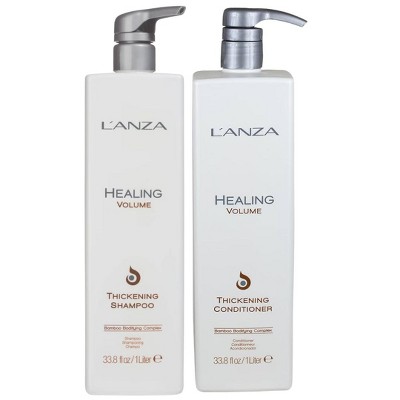 L'anza Healing Volume Thickening Shampoo & Conditioner (33.8 oz XXL DUO SET Kit) | Lanza Keratin Luxury for Fine, Thinning Hair