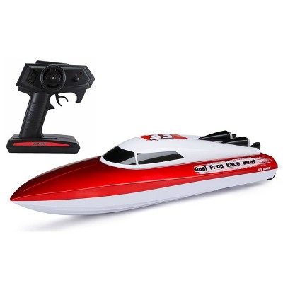 New Bright RC 20" Dual Propeller Speed Boat: 2.4 GHz Remote Control Toy, Outdoor Use, Rechargeable with USB