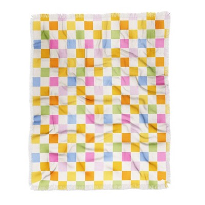 Iveta Abolina Eclectic Checker Check Cream Woven Throw Blanket - Deny Designs