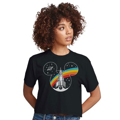 Women's - Disney - Mickey Head Retro Space Cropped Graphic T-Shirt