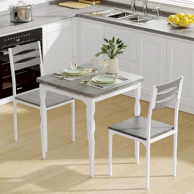 3-Piece Dining Set for Small Spaces, Table & 2 Chairs with Spiral Legs, Compact Kitchen Table Set for Apartments