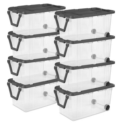 Sterilite Plastic Stackable Storage Container Bin Box Tote with Grey Latching Lid Organizing Solution for Home & Classroom
