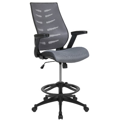 Emma and Oliver High Back Mesh Ergonomic Drafting Chair with Adjustable Flip-Up Arms