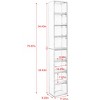 Yinvani 8-Tier Media Tower Rack with Adjustable Shelves, Tall Narrow Bookcase Display Bookshelf for Home Office - 3 of 4