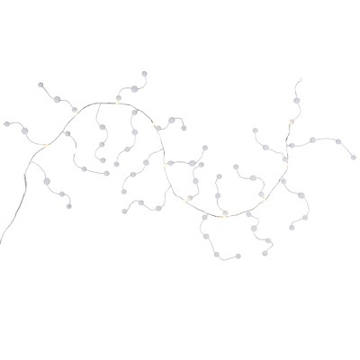 Northlight LED Pom Pom Christmas Garland Light Set - Cool White - 4.25' Clear Wire - 10ct