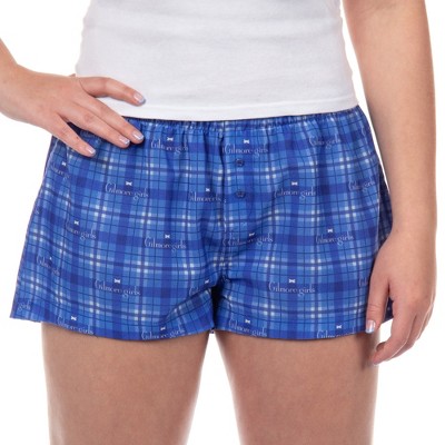 Gilmore Girls Women's Chilton Plaid Dragonfly Sleep Pajama Boxer Shorts Blue