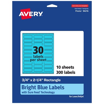 Avery Bright Blue Paper Labels, 0.75" x 2.25" Rectangle