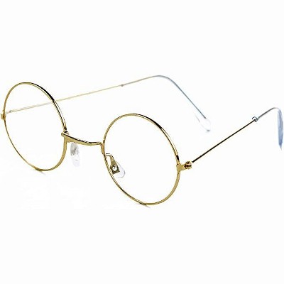 4E's Novelty Gold Round Fake Costume Glasses, 100th Day of School Costume Dress Up Old Man and Old Lady Glasses Accessories for Kids Girls & Boys