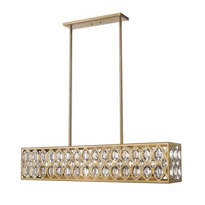 Dealey 7-Bulb Crystal Hanging Ceiling Light - Vintage Style, Dimmable, 43.5" Long