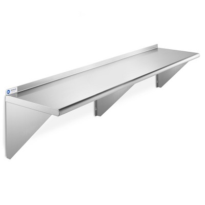 GRIDMANN 14" Deep Stainless Steel Kitchen Wall Mount Shelves with Backsplash - NSF Certified