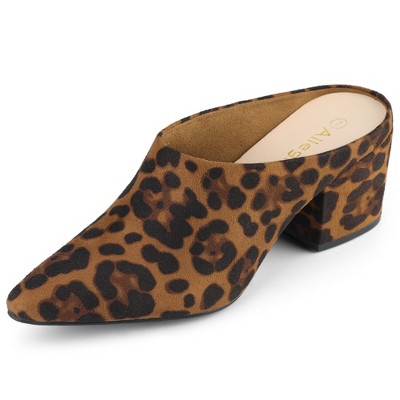 Allegra K Women's Pointed Toe Slip on Block Heel Slide Mules