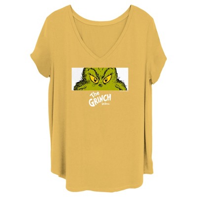Junior's Dr. Seuss Grinch Eyes Crop T-Shirt