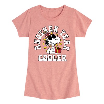 Girls' - Peanuts - Snoopy Birthday Another Year Cooler Fitted Short Sleeve Graphic T-Shirt