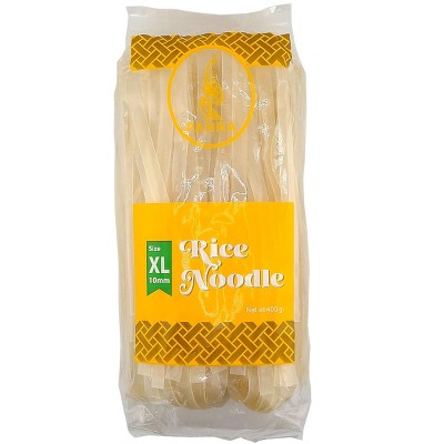 Panna Premium Thai Rice Stick Noodles XL (10mm) Wide Dried 100% Natural Gluten Free Halal 400 G. (Pack of 2)