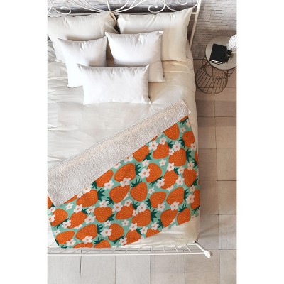Avenie Strawberry Summer Fleece Throw Blanket -Deny Designs