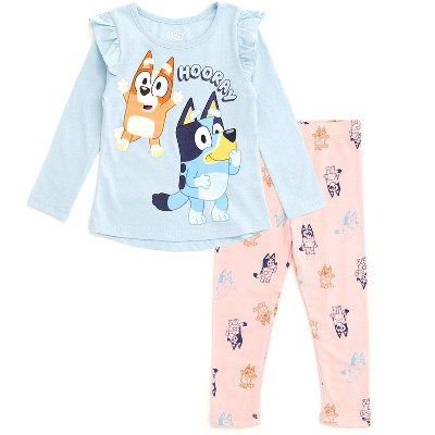 Bluey Floral Girls T-Shirt and Leggings Outfit Set Little Kid to Big Kid