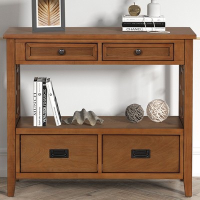 NicBex 36.02''Console Table with 4 Storage Drawers Modern Side Table with Open Shelf for Entryway,Living Room