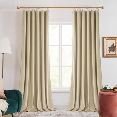 Deconovo 2 Panels Velvet Curtains with 8.5cm New Tape Heading, No Tiebacks, Luxury Soft Drapes for Living Room and Bedroom