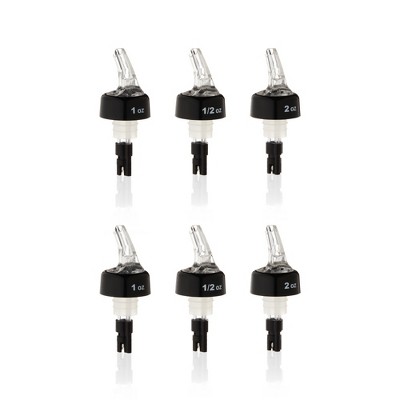 True Measured Alcohol and Liquor Pourer, Bottle Spouts for Liquor, Measure and Pour Alcohol Tools, Bartender Tool, 0.5oz, 1oz, 2oz, Set of 6
