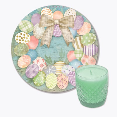 Courtside Market Easter Egg Wreath 8x8 Artboard & 9oz Soy Wax Candle Set