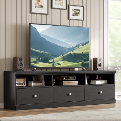 Gravee 70" TV Console Modern Entertainment Center with Storage Drawer & Open Shelves, for Living Room, Bedroom, Wood Media TV Cabinet for 75" TV