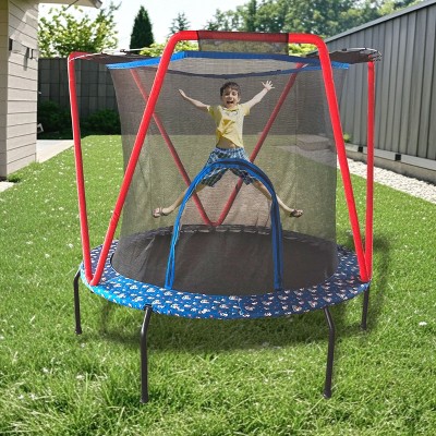 Okak 66Inch No-Gap Toddler Trampolines, Mini Trampoline with Heighten Net and Arched Legs, Kids Trampoline for Garden, Patio, Blue