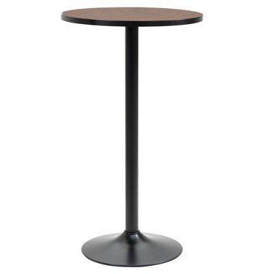 HOMCOM 41"H Rustic Industrial Bar Table Pub Table Elm Wood Top with Metal Base