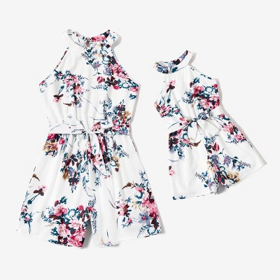 PATPAT Family Matching Outfits Mommy and Me Polka Dots Women Girls Jumpsuits  Vacation Summer  Halter Rompers
