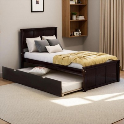 Polibi Twin Platform Bed with Reversible Pull-Out Trundle