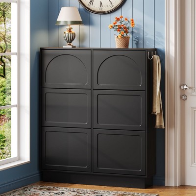Okak Narrow Shoe Cabinet, Shoe Cabinet with 6 Flip Drawers and Adjustable Shelf, Shoe Storage for Entryway, Living Room, Hallway