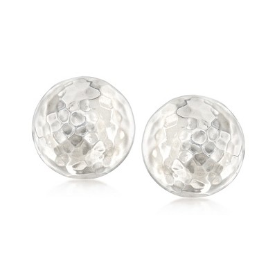 Ross-Simons Italian Sterling Silver Hammered Dome Clip-On Earrings