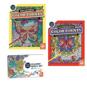 MindWare Color By Number Color Counts: Kaleidoscopes And Sun Catchers Set Of 2 With Pencils - Coloring Books - 1 of 3
