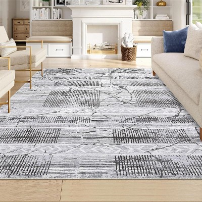 Area Rugs for Living Room, Machine Washable Rug Distressed Indoor Floor Carpet Marble Boho Farmhouse Rug for Bedroom Dining Room Playroom Office