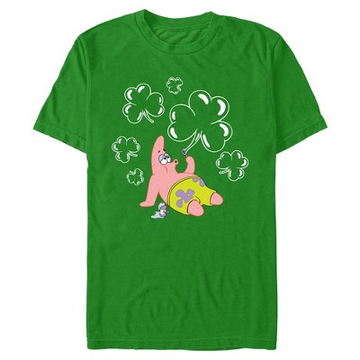 Men's SpongeBob SquarePants Patrick Star Shamrock Bubbles T-Shirt