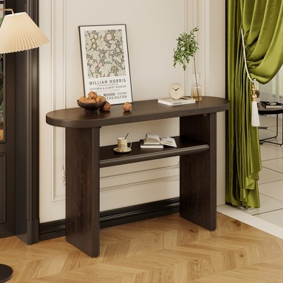 Elegant Minimalist Console Table with Rounded Edges and Sturdy Shelf for Entryway and Living Room