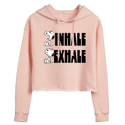 Women's - Peanuts - Snoopy Inhale Exhale Cropped Graphic Hoodie