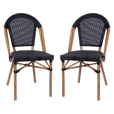 Emma & Oliver Massalia Indoor/Outdoor Stacking Bistro Style Chairs with Textilene Seat and Aluminum Frame