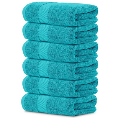 White Classic Luxury 100% Cotton Hand Towels Set of 6 - 16x30"