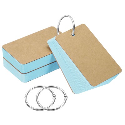 Unique Bargains Memory Learning Office Blank Index Cards with Ring 150 Pcs