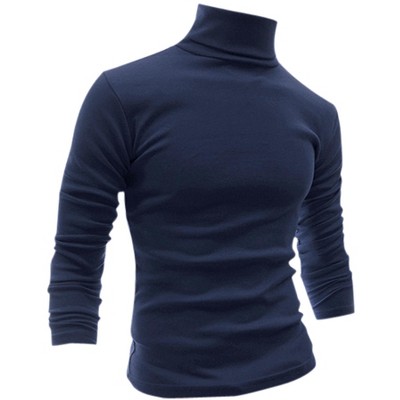 INSPIRE CHIC Men's Slim Fit Long Sleeve Pullover Turtleneck T-Shirt
