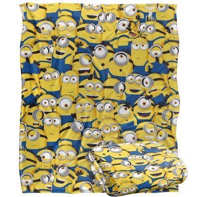 Minions Group Pattern Silky Touch Blanket White 50X60
