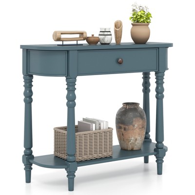 Tangkula Retro Console Table 36"L Wooden Entryway Table w/ Storage Drawer & Open Shelf