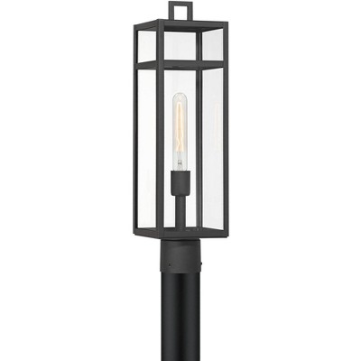 John Timberland San Lucas 21 3/4" High Modern Outdoor Post Light Fixture Pole Porch House Exterior Weatherproof Sand Black Metal Clear Glass Shade