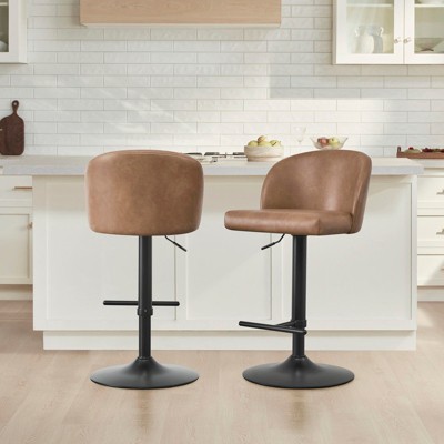 Spruce&Spring Modern Adjustable Swivel Bar Stools Set with Arched Footrest