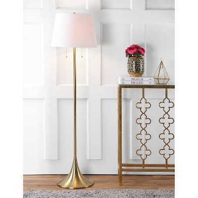 63" Metal Amelia Floor Lamp Brass (Includes LED Light Bulb) - Jonathan Y: Modern Empire Shade, UL Listed, Rotary Switch